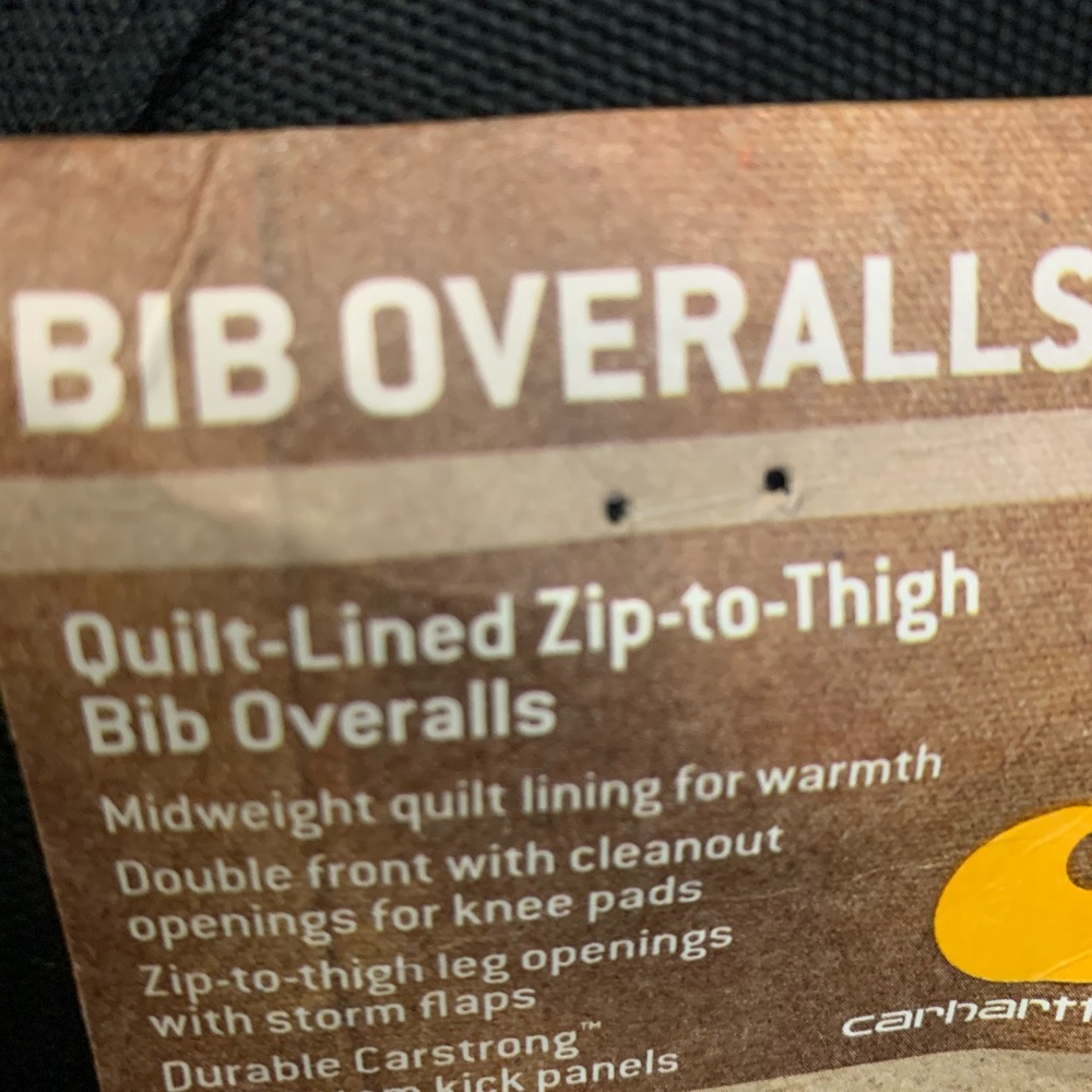 Carhartt Duck Zip to Thigh Quilt Line BibOveralls - Picture 7 of 8